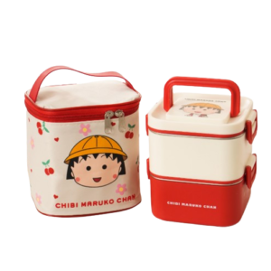 Chibi Maruko-chan Square lunch box . 2 layer with pp spoon
