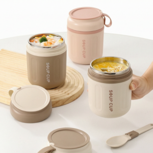 Student & Office Worker Portable Breakfast Cup, 304 Stainless Steel Oatmeal Cereal Milk Cup, Leakproof