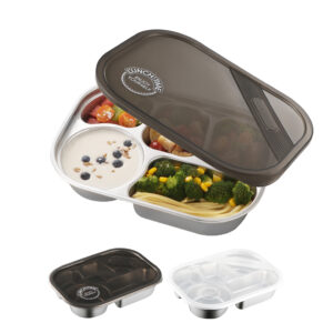 5 compartment stainless steel bento lunch box with transparent lid leakproof food container wholesale